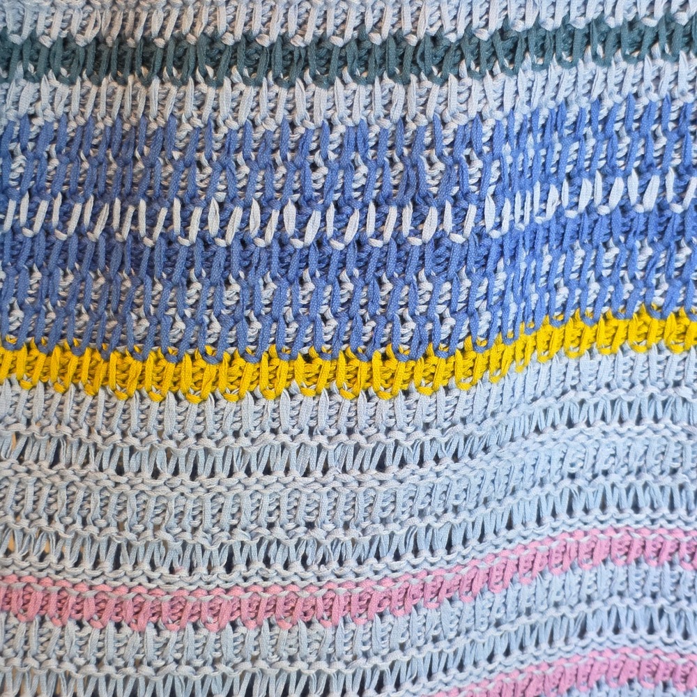 Sundance Novera Sweater Tank Periwinkle Blue Knit Sz Medium Fair Isle Cotton - Picture 7 of 12
